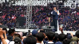 Dalam pidatonya, Anies menekankan bahwa persatuan tidak hanya bisa diikat dengan sebuah untaian kalimat dalam pidatonya. (Liputan6.com/Angga Yuniar)
