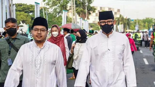 Menparekraf Sandiaga Uno bersama Juru Bicaranya, Rian Septrianto Maulana. (Ist)
