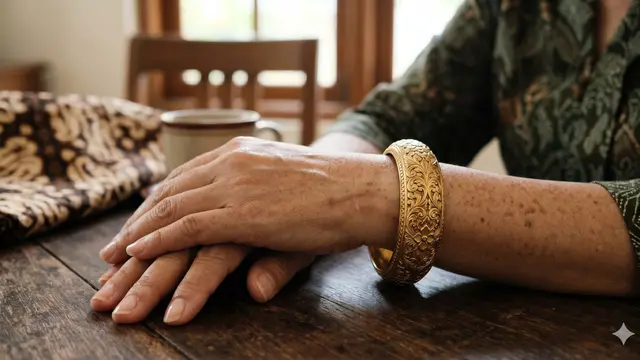 Model Gelang Emas Ukir Klasik untuk Usia 50 Tahun ke Atas (Foto: Gemini AI)