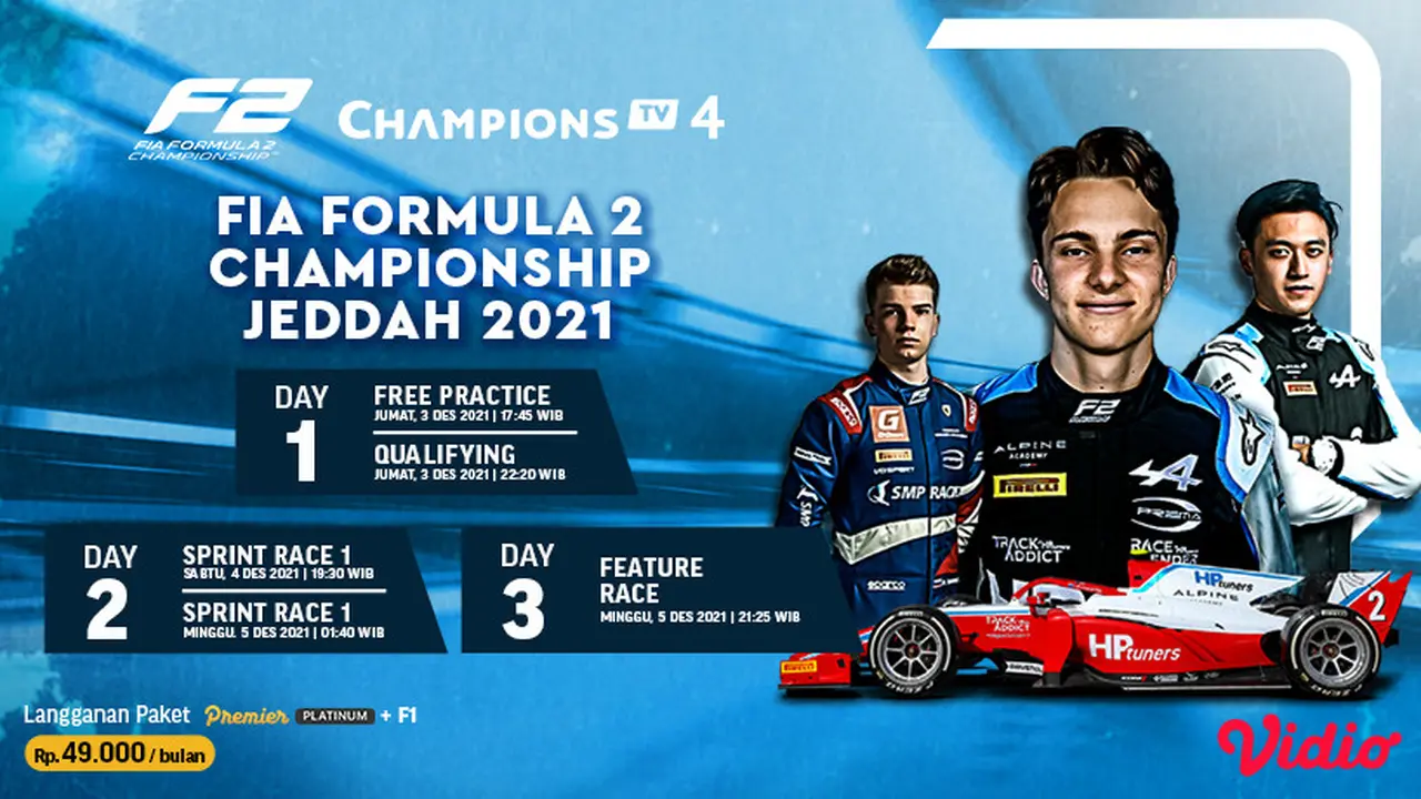 Live Streaming Formula 2 GP Arab 2021 di Vidio Pekan Ini, 3-5 Desember 2021