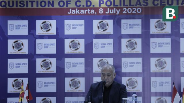 Direktur Utama Batavia Sports Group (BSG), Ade Prima Syarif saat memberikan pernyataan setelah pihaknya membeli klub Spanyol, C.D. Polillas Ceuta di Graha BIP, Jakarta, Rabu (8/7/2020).