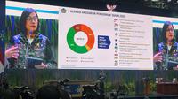 Menteri Keuangan (Menkeu) Sri Mulyani Indrawati&nbsp;dalam acara KSTI 2025 di Sasana Budaya Ganesa (Sabuga) ITB, Bandung, Jawa Barat, Kamis (7/8/2025). (Liputan6.com/Nanda)
