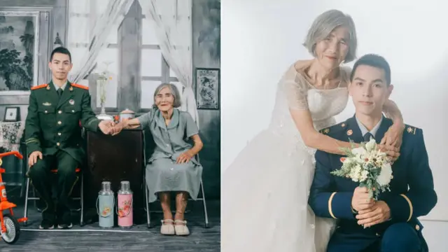 Viral Foto Pernikahan Nenek Dengan Seorang Pemuda, Ada Kisah Haru di Baliknya. (Sumber: Oriental Daily)