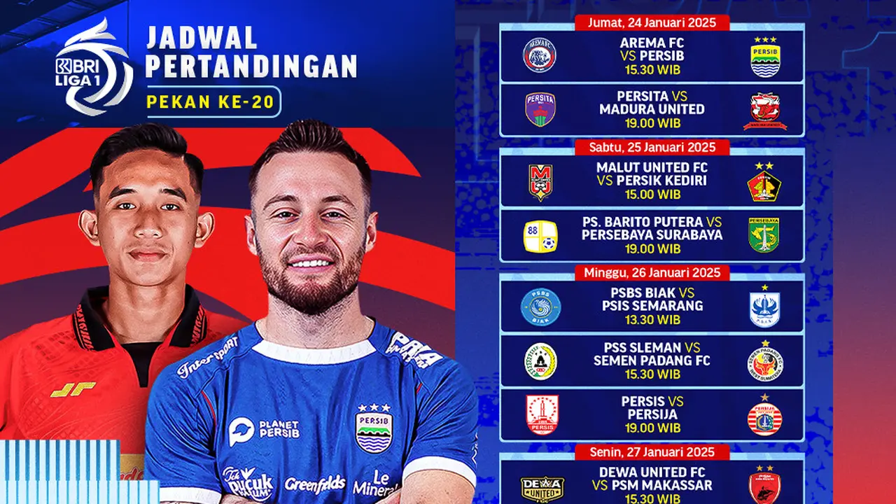 Jadwal BRI Liga 1 2024/2025 Pekan 20