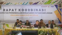 Rapat Koordinasi (Rakor) Percepatan Pengendalian Karhutla yang melibatkan puluhan perwakilan perusahaan di Graha Sumsel Jakarta, Minggu (8/10/2023).