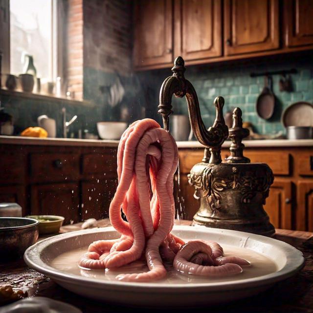 Membersihkan Usus Ayam