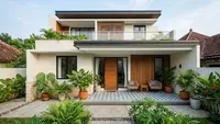 7 Warna Cat untuk Rumah dengan Lantai Teras Bermotif, Bikin Fasad Makin Estetik