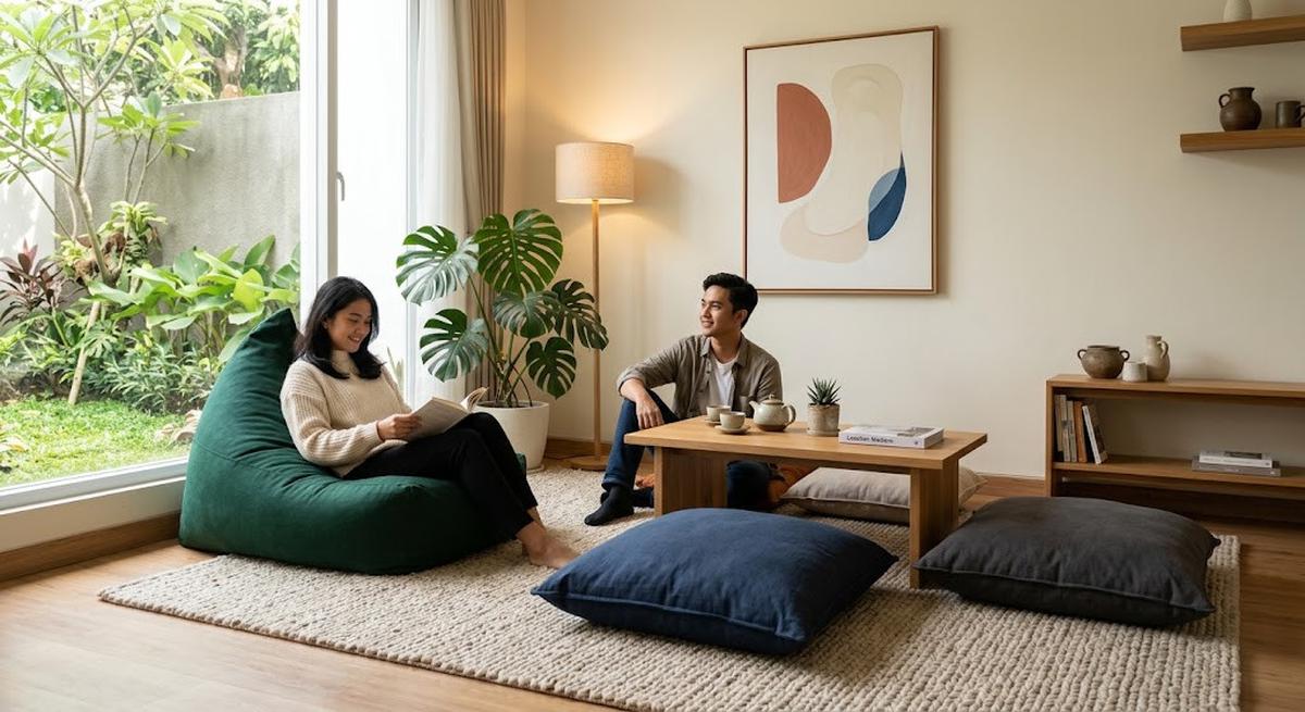 Ruang Tamu Lesehan Minimalis Modern