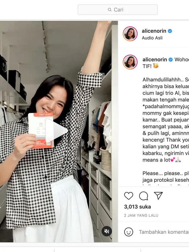Unggahan Alice Norin. (Foto: Instagram @alicenorin)