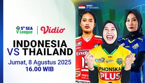 SEA V League 2025 Women’s Leg Kedua: Indonesia vs Thailand. (Sumber: dok. vidio.com)