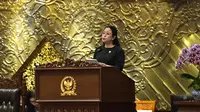 Ketua DPR RI, Puan Maharani, saat menyampaikan pidato penutupan Masa Persidangan II Tahun Sidang 2024-2025, di Gedung Nusantara II, Senayan, Jakarta, Selasa (25/3/2025). (Foto: Geraldi/vel)