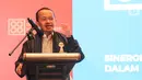 Menteri Investasi/Kepala BKPM Bahlil Lahadalia memberi sambutan pada pembukaan Diklatda HIPMI Jaya 2021 di Jakarta, Kamis (23/9/2021). Diklat yang dihadiri sekitar 300 anggota dan pengurus diharapkan dapat menciptakan pengusaha yang tangguh, profesional dan negarawan. (Liputan6.com/Fery Pradolo)