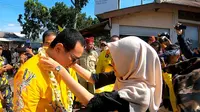 Tommy Soeharto menghadiri panen raya di Desa Sukasirna, Kecamatan Sukaluyu, Kabupaten Cianjur, Jawa Barat, Senin (25/3/2019). (Ist)