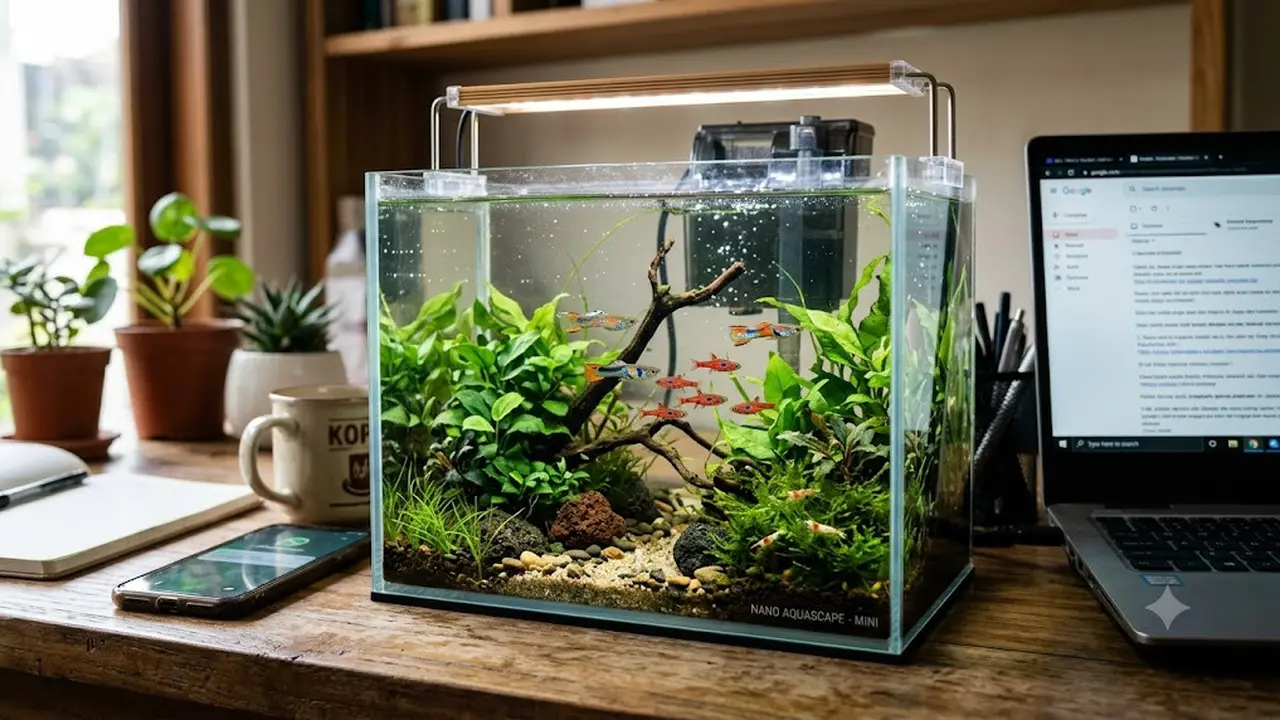 Ikan Hias Kecil yang Cocok untuk Akuarium Mini di Meja Kerja/AI Generated