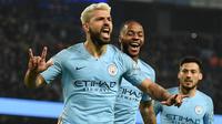 Sergio Aguero. Striker berusia 33 tahun dan telah pensiun dini bersama Barcelona pada Desember 2021 ini tercatat mampu mencetak 27 gol penalti di Liga Inggris. Ia melakukannya hanya bersama Manchester City yang diperkuatnya selama 10 musim mulai 2011/2012 hingga 2020/2021. (AFP/Oli Scarff)
