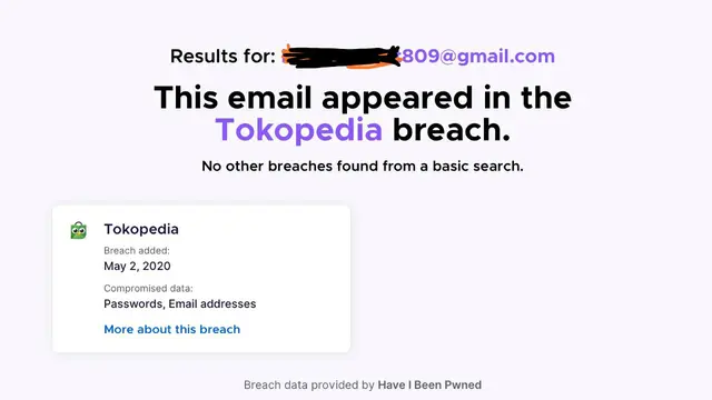 Ilustrasi Jutaan Data Pengguna Tokopedia Bocor. Dok: monitor.firefox.com