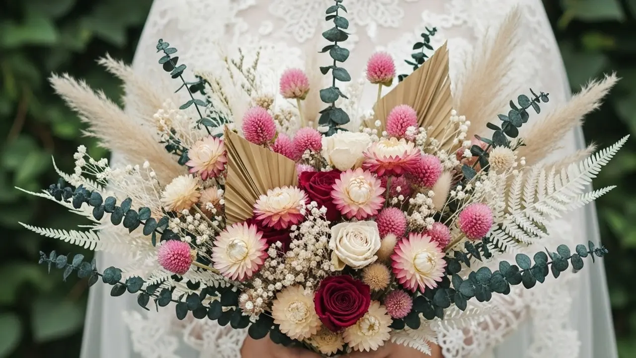 Ide Buket Pengantin dari Bunga Kering