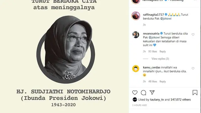Duka Para Artis Atas Meninggalnya Ibunda Presiden Jokowi
