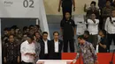 Presiden RI, Joko Widodo, saat tiba di Istora Senayan, Selasa (23/1/2018). Setelah direnovasi Istora kini berkapasitas 7.120 penonton dan memiliki kursi dan pencahayaan yang lebih baik. (Bola.com/M Iqbal Ichsan)