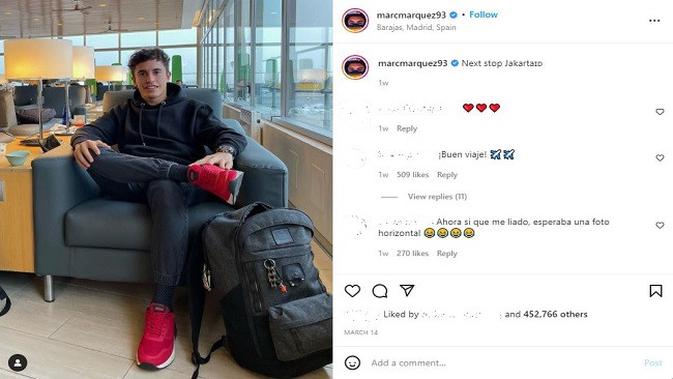 Gambar Tangkapan Layar Unggahan dari Akun Instagram @marcmarquez93.