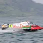Pembalap bernomor 1, Shaun Torrente, dari Abu Dhabi Team saat tampil dalam ajang F1 Powerboat Lake Toba 2023, di Danau Toba, Sumatra Utara yang dihelat mulai Jumat (24/2/2023) hingga Minggu (26/2/2023). (Dok. F1H2O)