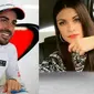 Mantan kekasih Valentino Rossi, Linda Morselli, kedapatan makin mesra dengan Fernando Alonso. (antena3.com)