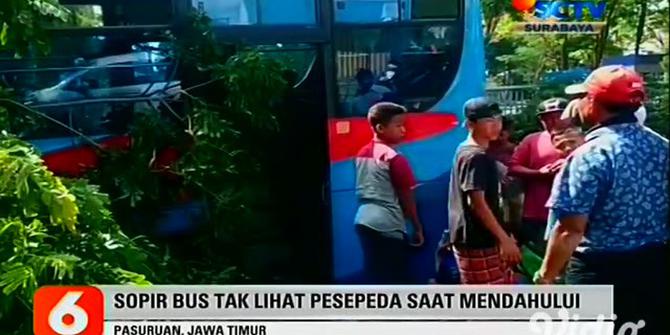 VIDEO: Pesepeda Tewas Tertabrak Bus Jurusan Malang-Jember