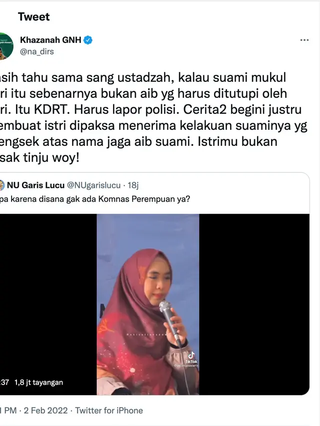 Tanggapan Gus Nadirsyah soal ceramah Oki Setiana Dewi. (Foto: Dok. Twitter @na_dirs)