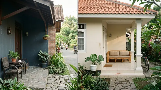 Perbandingan Warna Cat Terang vs Gelap untuk Teras Rumah (Foto: Gemini AI)