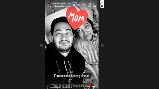 Jeje Govinda Kenang Potret Terakhir Bersama Sang Ibunda: Mama Sudah Nggak Sakit Lagi. (instagram.com/ritchieismail)
