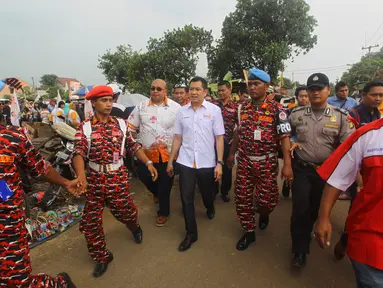 Selasa (18/03/14) Harry Tanoesudibjo menghadiri kampanye terbuka di Lapangan Sanca, Tapos, Depok (Liputan6.com/Rini Suhartini)