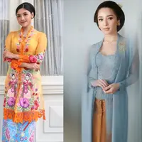 Erina Gudono tampil dengan kebaya encim oranye berbordir bunga. Bisa dipadukan dengan bawahan kain. [Instagram/@erinagudono]