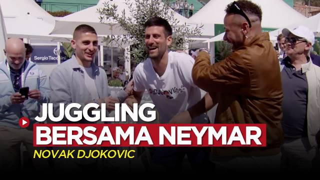 Berita video momen atlet tenis dunia, Novak Djokovic, menunjukkan kemampuannya dalam juggling bola bersama dua bintang PSG, Neymar dan Marco Verratti, Senin (11/4/2022).