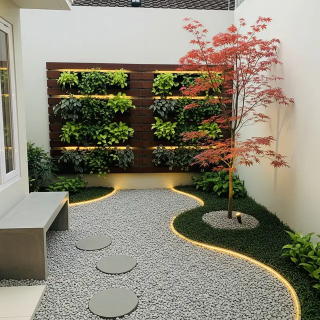 Ide Taman Belakang Rumah dengan Kerikil untuk Lahan Sempit