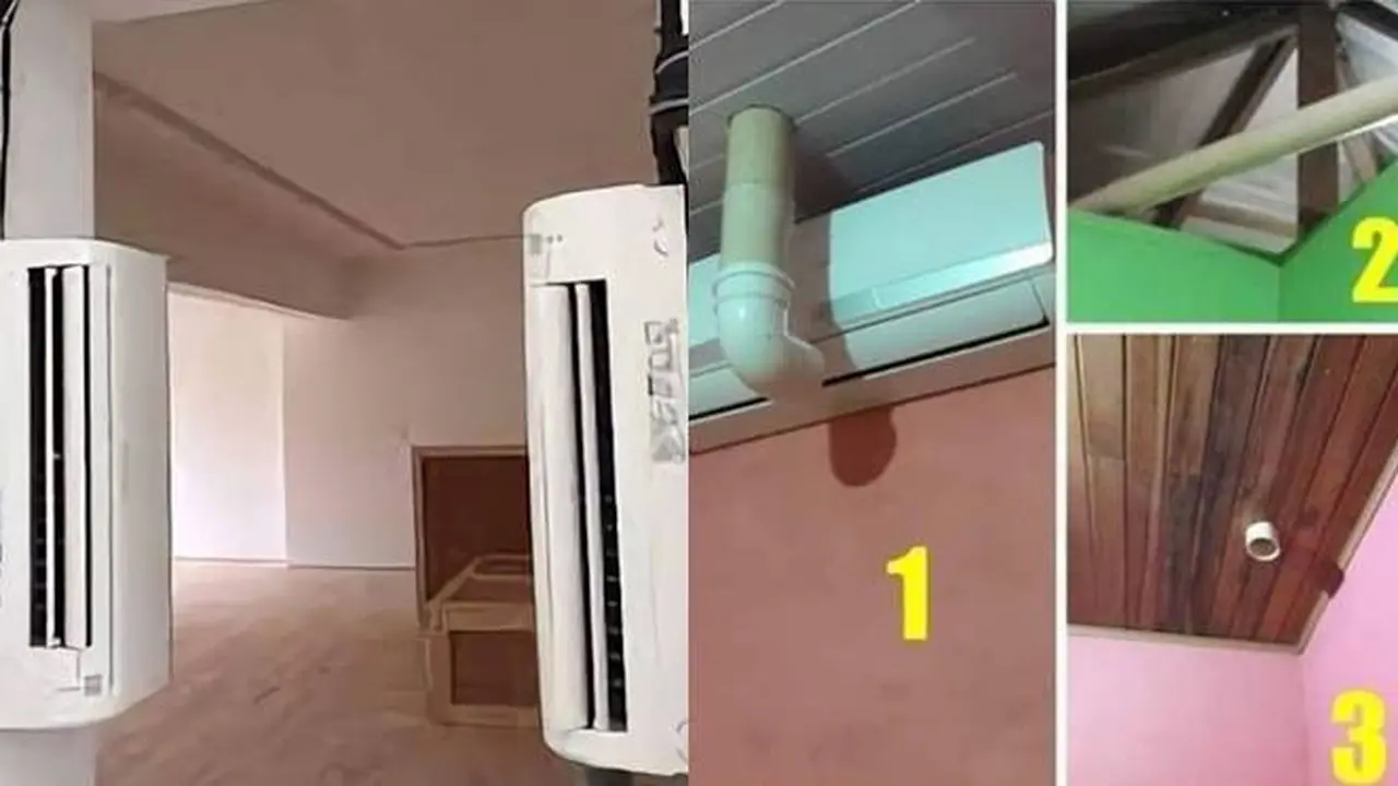 10 Posisi Nyeleneh Pemasangan AC dini Bikin Heran, 1 Alat untuk 3 Ruangan