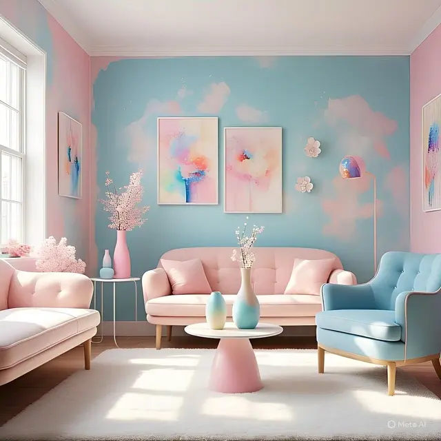Inspirasi Cat Dua Warna Biru, Kombinasi Biru dan Pink
