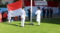 WNI merayakan HUT RI ke-74 dengan upacara bendera di KBRI Slowakia (