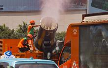 FOTO:  Ribuan Liter Water Mist Disemprotkan untuk Kurangi Polusi Jakarta