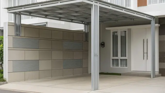 carport sederhana dari besi galvanis