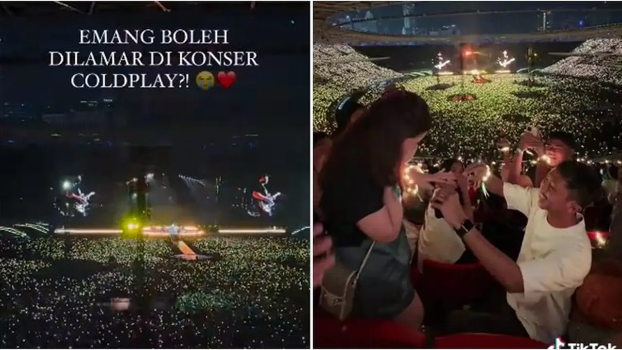 Momen Wanita Dilamar Kekasih saat Konser Coldplay di GBK Ini Viral, Romantis Banget