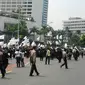 Demo Peradi di Bundara HI, lalu lintas macet. (Liputan6.com/ Ahmad Romadoni)