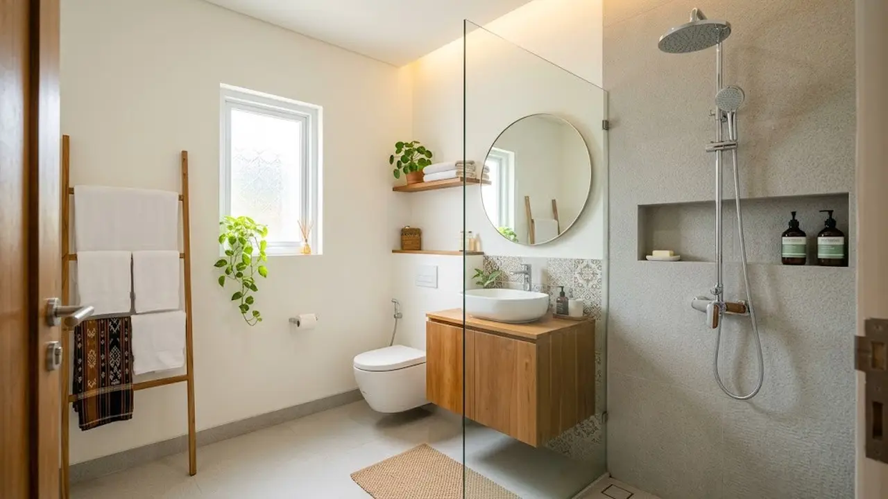 Model Kamar Mandi Kecil dengan Shower yang Tetap Terlihat Luas