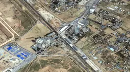 Citra satelit yang disediakan oleh Maxar Technologies menunjukkan perbatasan Rafah di Gaza, 26 November 2023. Gencatan senjata antara Israel dan Hamas dimulai sejak Jumat, 24 November 2023. (Satellite image ©2023 Maxar Technologies via AP)