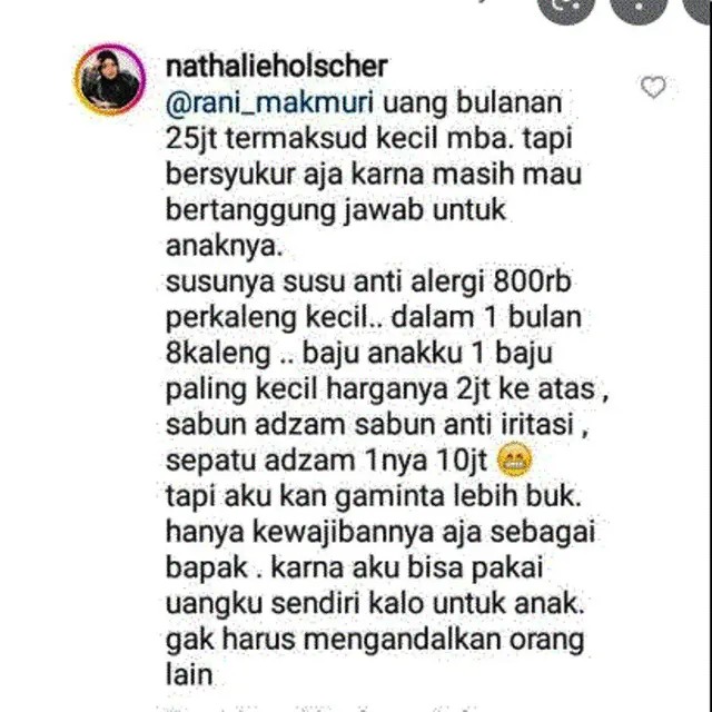 Nathalie Holscher Sebut Uang Bulanan dari Sule Rp 25 Juta untuk anaknya kecil