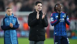 Manajer Arsenal, Mikel Arteta, usai laga melawan Slavia Praha di Liga Champions 2025-2026. (AP Photo/Petr David Josek)