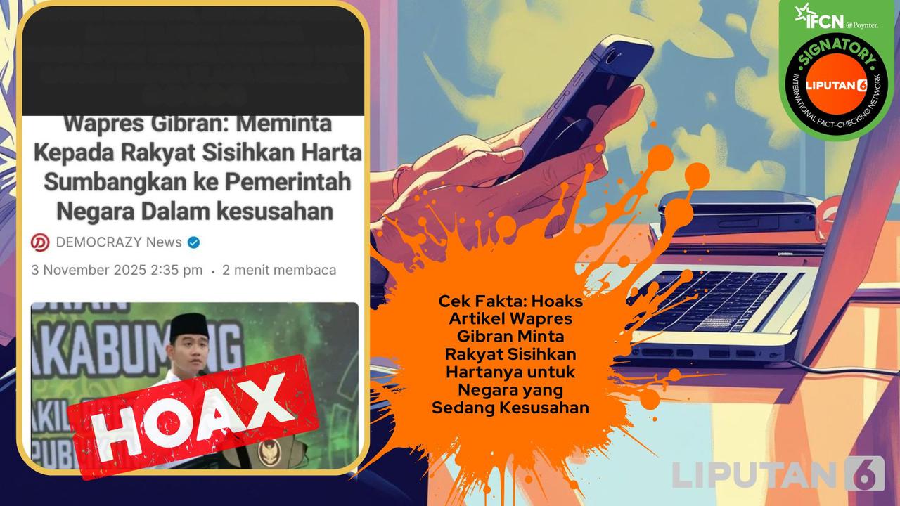 Cek fakta artikel Gibran meminta rakyat menyisihkan hartanya untuk membantu negara yang sedang kesusahan