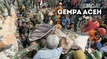 Tim SAR gabungan terus mencari korban akibat gempa Aceh. Pencarian difokuskan di reruntuhan bangunan.