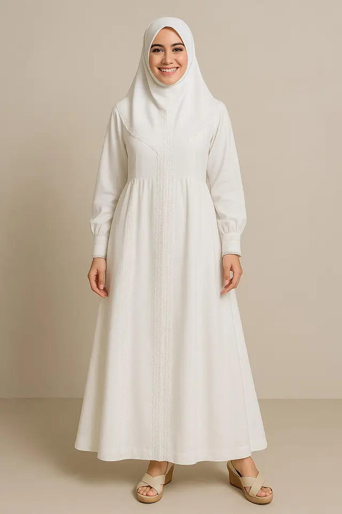 10 Inspirasi Gamis Syar'i Putih Mewah 2025, Ini Model yang Kekinian dan Stylish