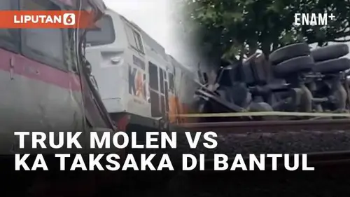 VIDEO: Terobos Rel, Truk Molen Hancur Ditabrak KA Taksaka di Bantul
