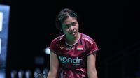 Tunggal putri Indonesia Gregoria Mariska Tunjung langsung tersingkir di babak 32 besar Denmark Open 2025&nbsp;setelah dikalahkan Kirsty Gilmour dari Skotlandia 7-21 dan 14-21 di Jyske Bank Arena, Selasa (14/10). (foto: PBSI)